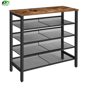 Metal Shoe Rack Shelve with Wood Board Entryway Table for Hallway modern wood shoe cabinet storage organizer home shoe racks