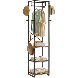 Modern 3-in-1 Multi-Functional Hall Tree Coat Rack Entryway Tree with Removable Hooks for Coat Shoe Hat Storage Bench