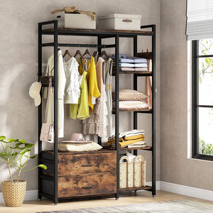 Freestanding Closet Organizer Clothes Rack with Drawers and Shelves Heavy Duty Garment Rack Hanging Clothing Wardrobe