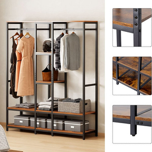 Vintage Industrial Entryway Coat Rack With Storage Bench Entryway Simple Hall Tree Freestanding Closet Organizer Stand