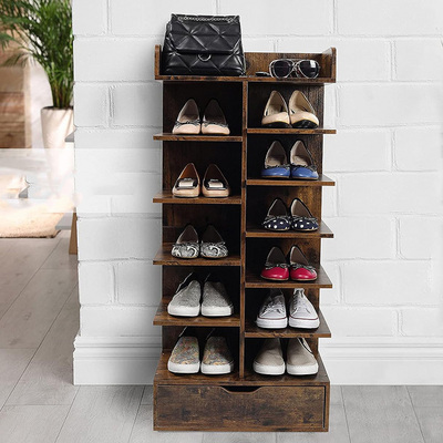 New Design Sturdy Custom entryway shoe storage organizer with hooks vertical narrow industrial shoe rack Wooden Shoe Rack Stand