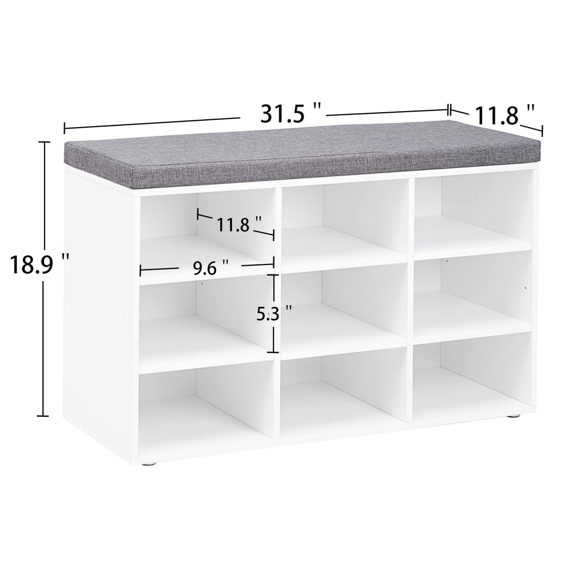 Modern Living Room Shoe Storage Bench with Cushion Adjustable Shelves Rack Entryway Multifunctional Shoe Organizer Bench