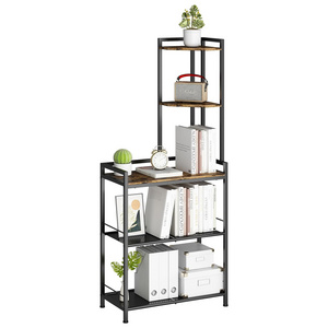 Modern 5 Tier Corner Shelf Stand Freestanding Corner Shelf Unit Bookshelf Tall Storage Organizer Rack for Living Room Bedroom