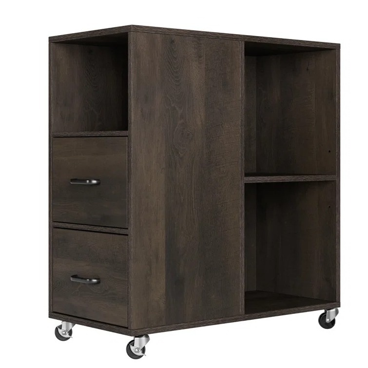 wood filing cabinet office Printer Stand File Cabinet Mobile Rolling Printer Stand Filing Cabinet with Open Storage Shelf