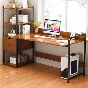 Modern Style Wooden Computer Desk Modular Home Office Study Desk with 2 Drawers and 4 Shelves for Villa Staircase Use