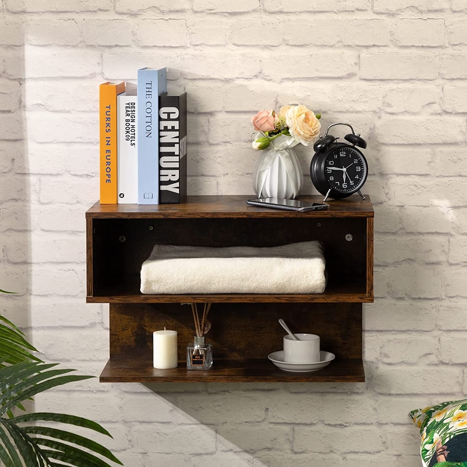 Wood Small Wall Mount Floating Nightstand Bedside End Table With Drawer Bedroom Floating Bedside Table Small Nightstand Shelf