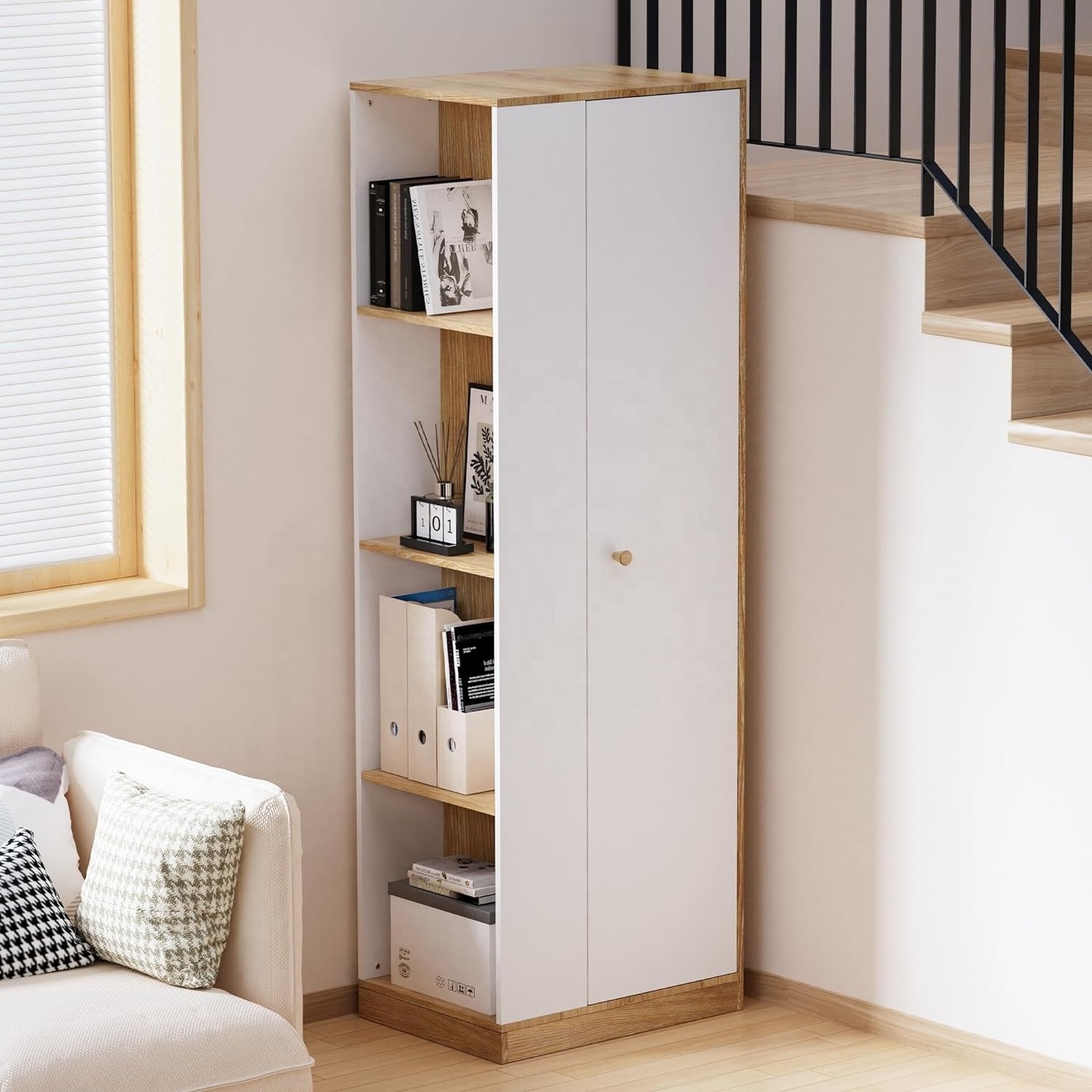 Modern Wardrobe Bedroom Armoire with Spacious and Versatile Efficient Storage White Floor Storage Cabinet with Hangers