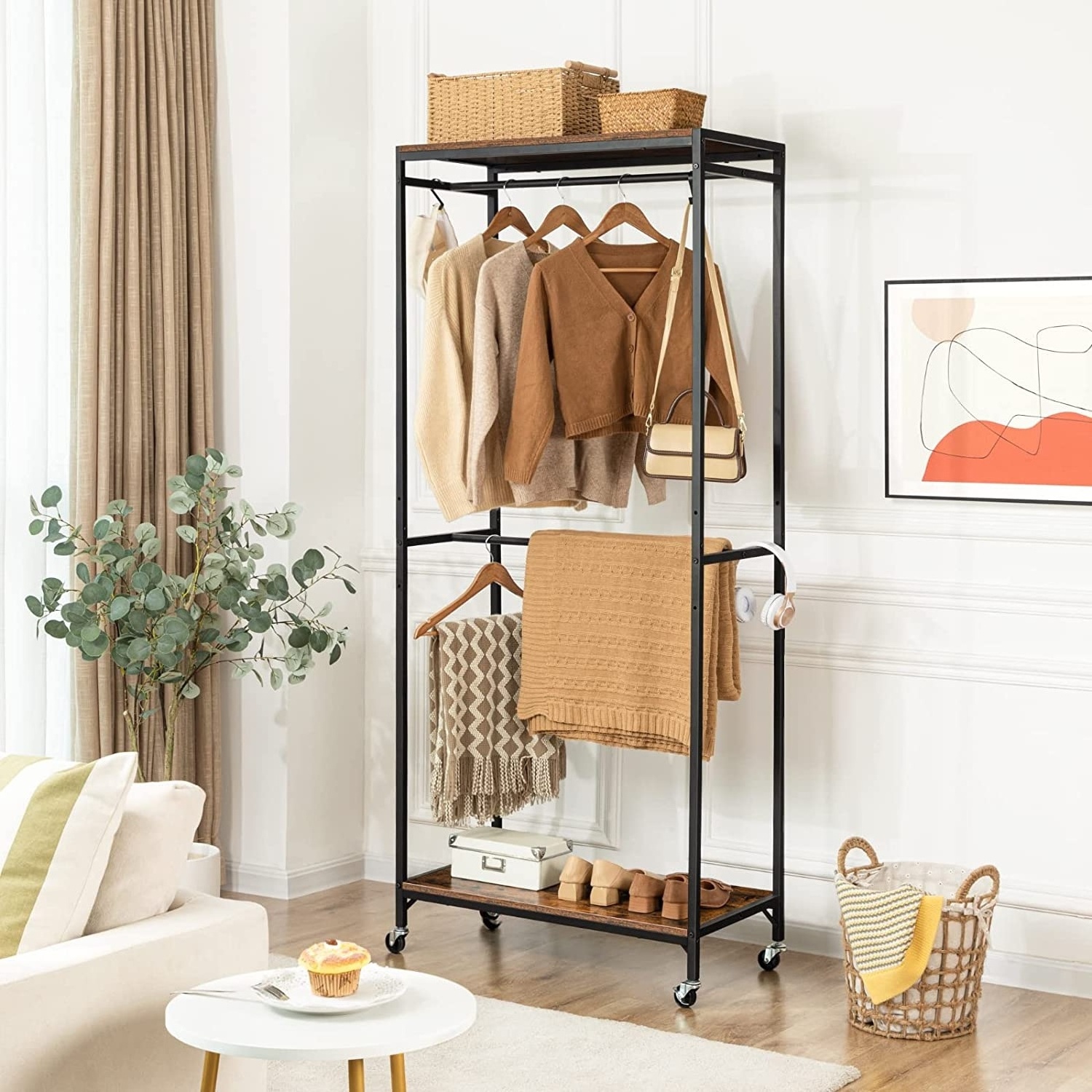 Clothes Clothing Rack with Adjustable Shelves New Design Open  hanger simple coat rack portable household coat stand with hooks