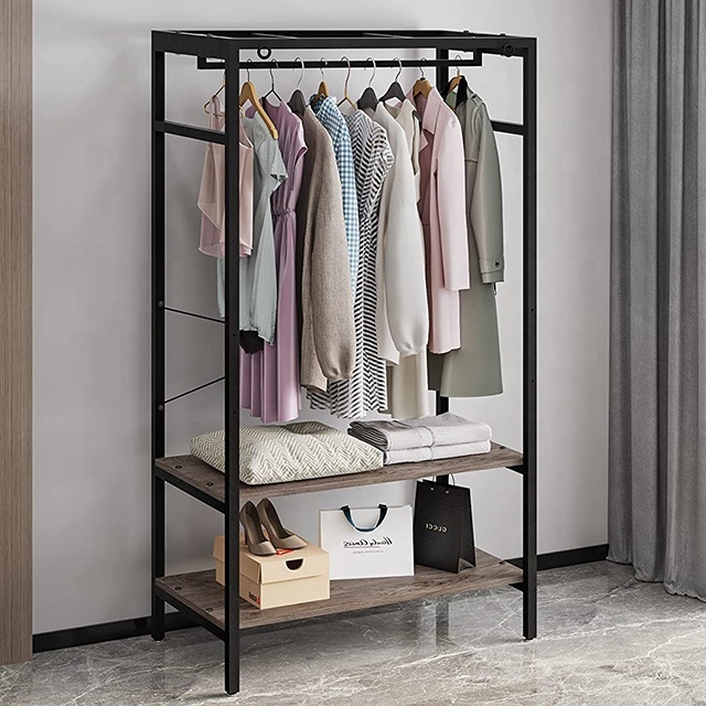 3-Tier Clothes Rack Home Furniture Coat Shelf and Cloth Stand Storage Display Shoe Bench Coat Shelf for Hotel and Hall Use