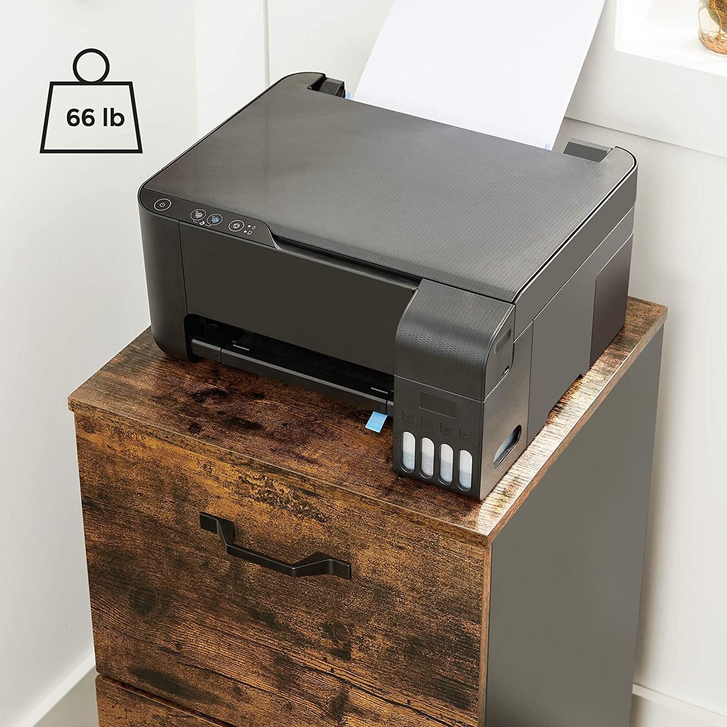 Modern Small Mobile File Cabinet with Locking Wheels Wooden Office Furniture with 2 Drawers for School or Office Use