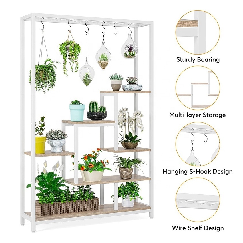 Adjustable Metal Tall Plant and Flower Stand Indoor Garden Wall Shelf for Living Room Entry Gym and Mall Wedding Decoration