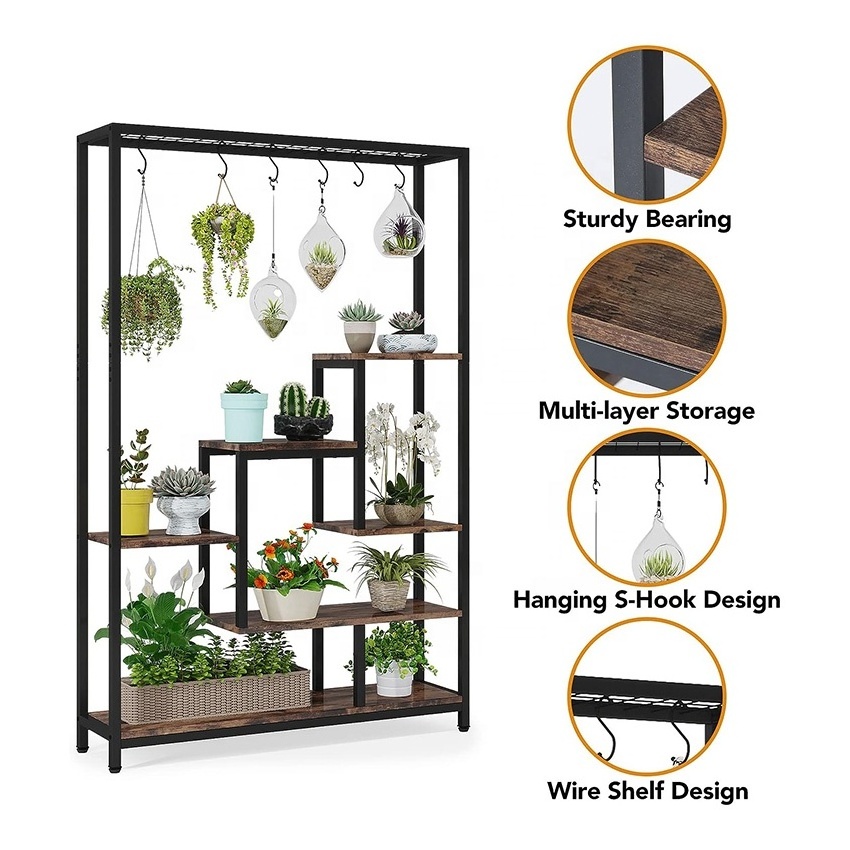 Adjustable Metal Tall Plant and Flower Stand Indoor Garden Wall Shelf for Living Room Entry Gym and Mall Wedding Decoration