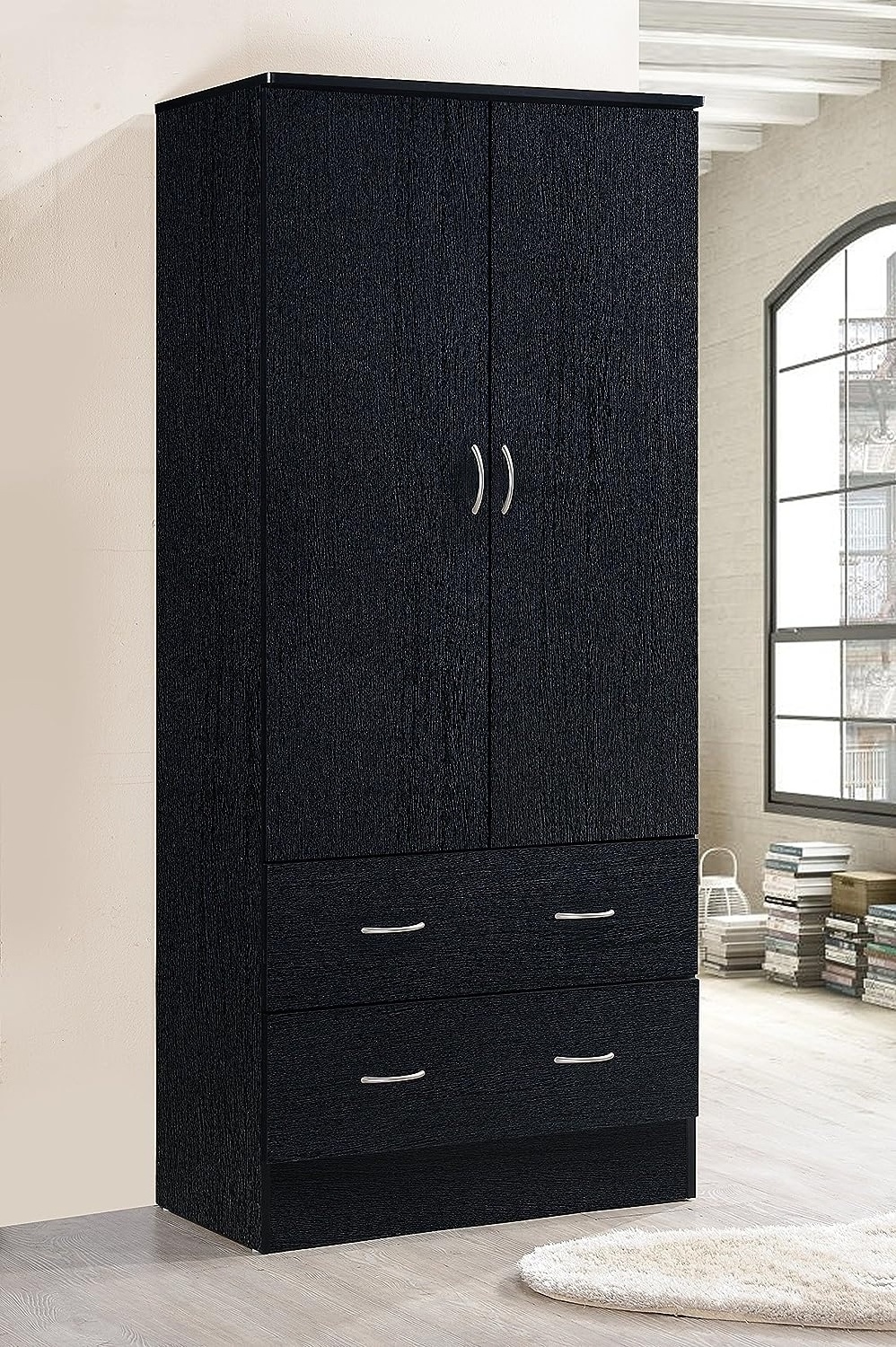 Factory Manufacture Wardrobe Simple Luxury Modern Two Door Wardrobe with Two DrawersBedroom Hanging Clothes Wardrobe