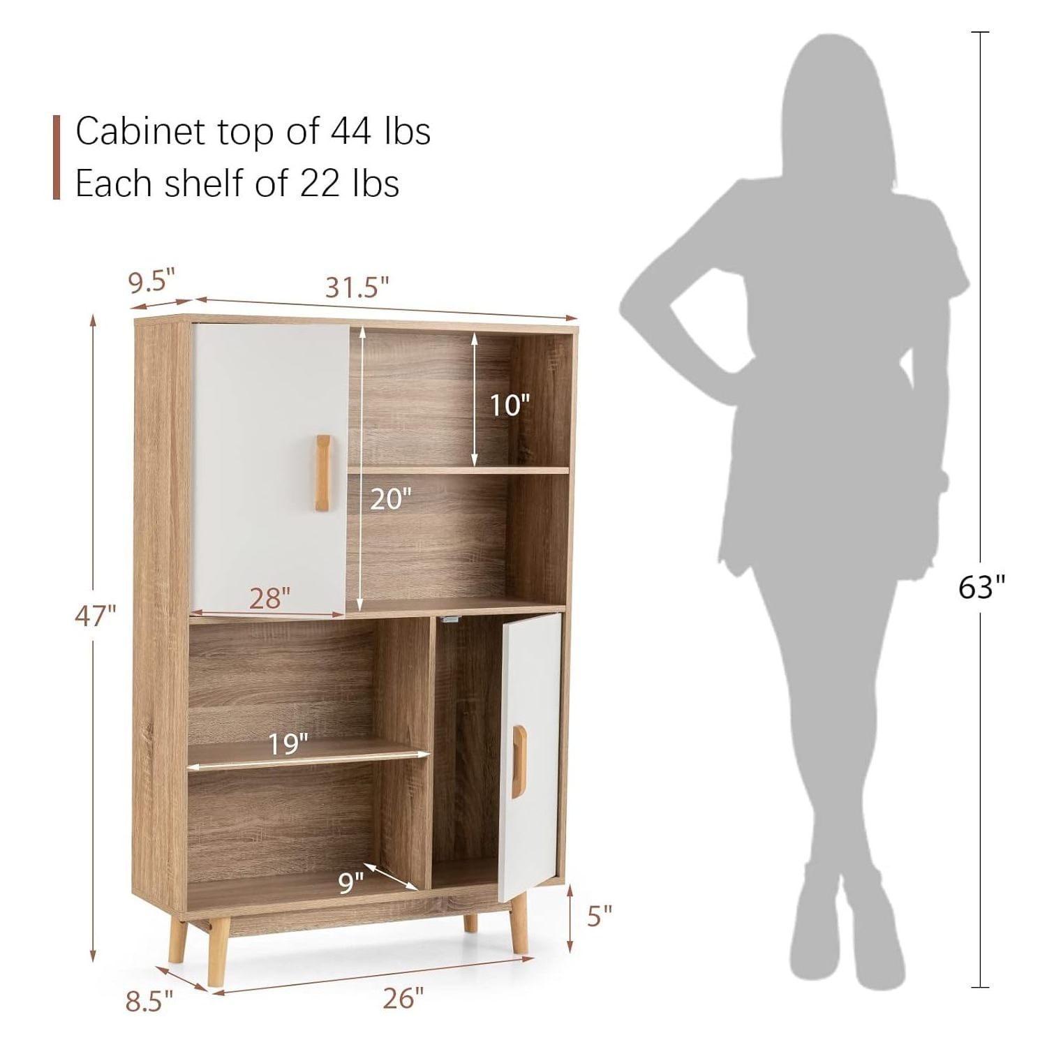 Wooden Storage Cube Organizer 4-Tier Bookshelf Tall Cupboard Bedroom Living Room Home Floor Storage Cabinet