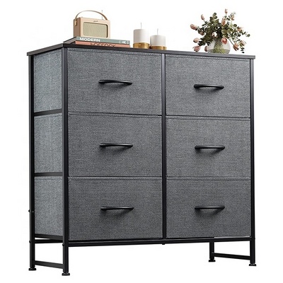 Bedroom Living Room Furniture Style Drawer Chest Drawer Dresser Chest Drawers Sturdy Steel Frame Wood Fabric Storage Dresser