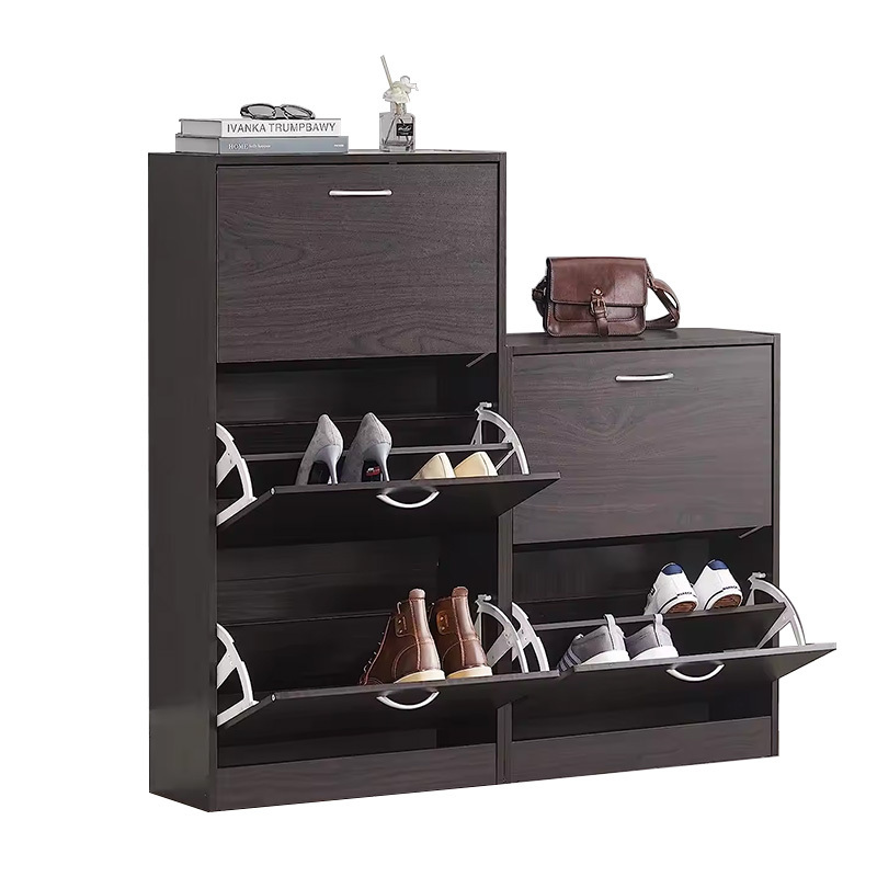 Modern Shoes Cabinet Storage Shoe Cabinet with Flip Drawers Wooden Unit Freestanding Storage Organizer Shoe Rack Cabinet