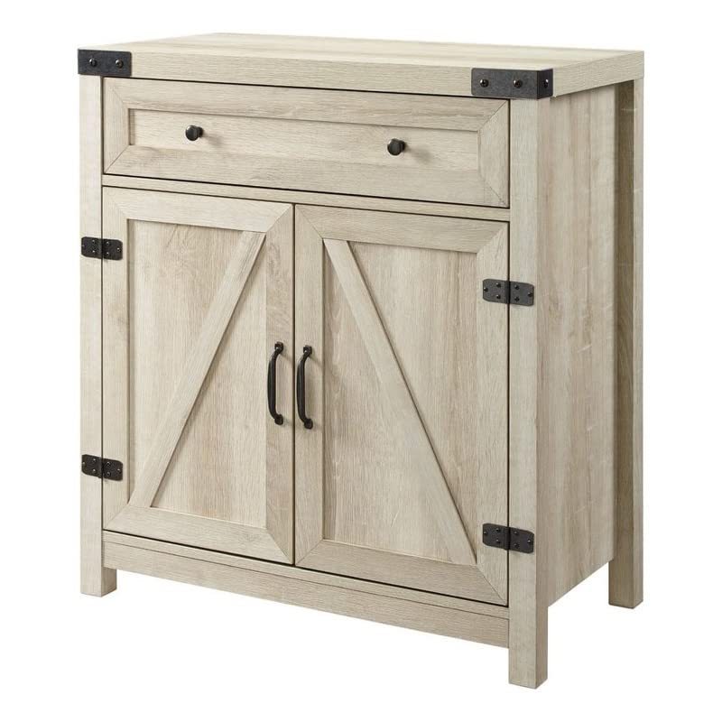 Farmhouse Wood Barn Door Accent Cabinet Apartment Basement Living Room Bathroom Hall Laundry White Oak Storage Cabinets