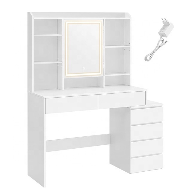 Makeup Desk With Drawers Bedroom Set Modern Furniture Dresser Make Up Vanity Desk LED Light Makeup Dressing Table With Mirror