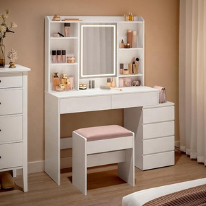 Makeup Desk With Drawers Bedroom Set Modern Furniture Dresser Make Up Vanity Desk LED Light Makeup Dressing Table With Mirror