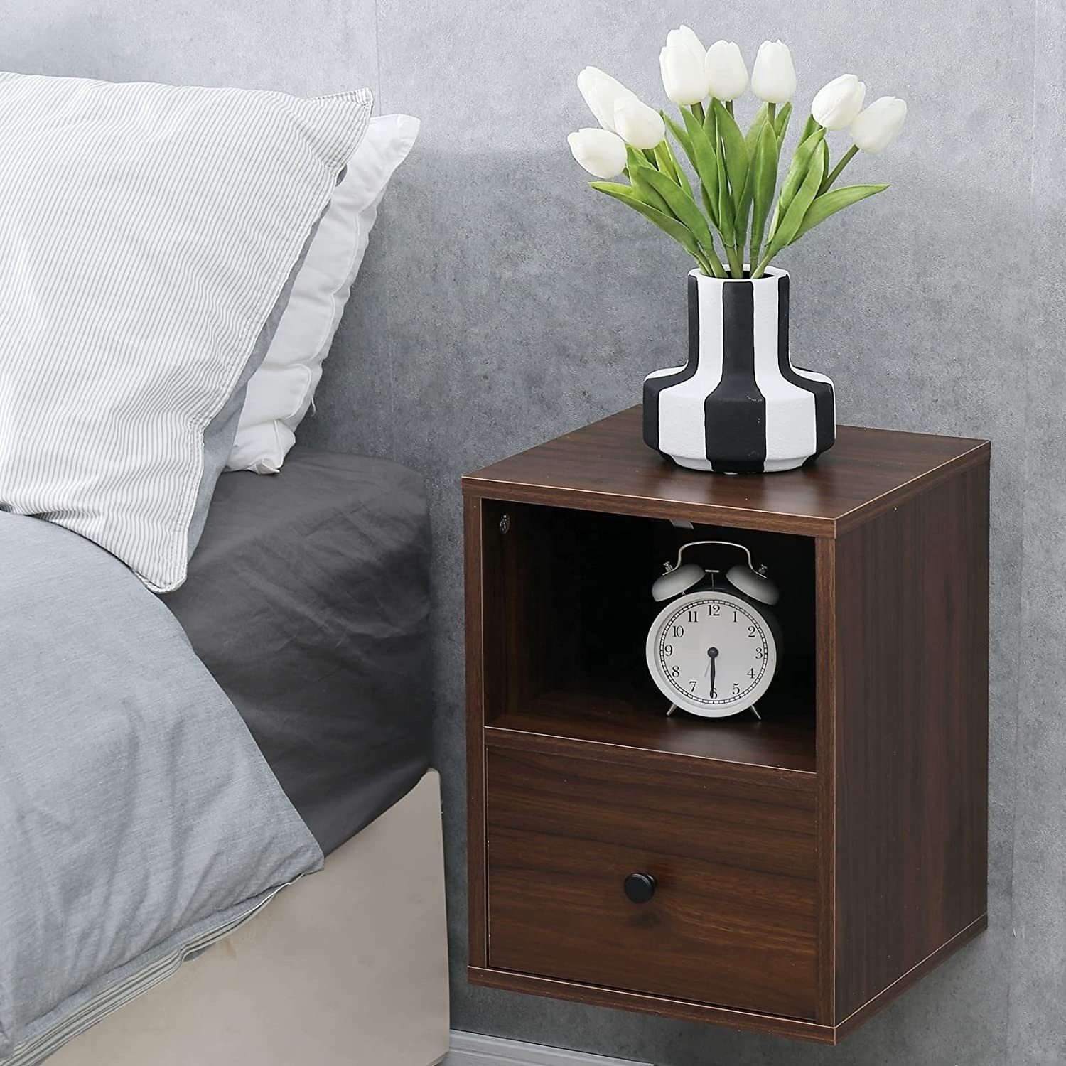 Factory Wholesale Night Table Bedroom Floating Wooden Nightstand Wood Floating Nightstand Wall Hanging Bedside Table