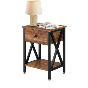 Modern Luxury Square Narrow Cube End Table Wood Metal Bed Side Table for Home & Hospital for Bedroom & Living Room