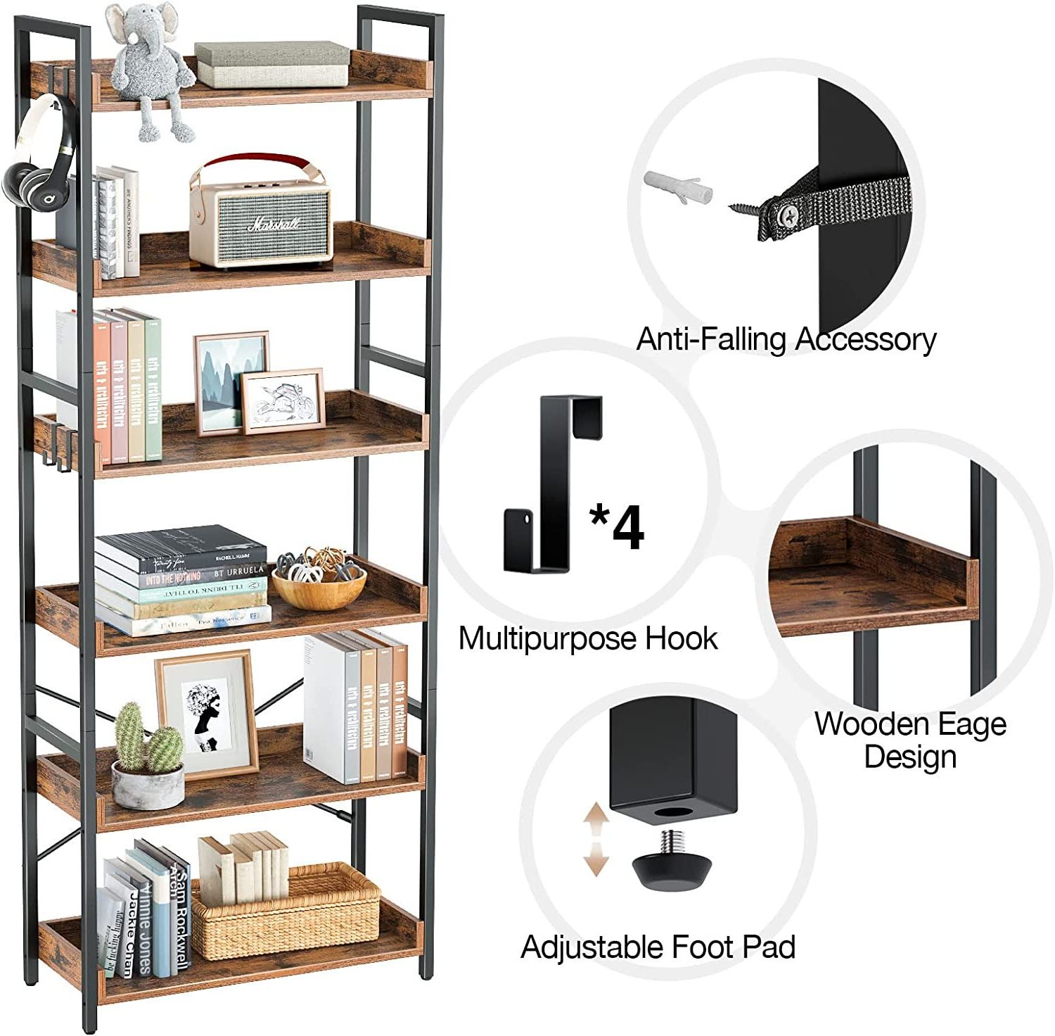 Portable modern furniture large tall bookcase Bookshelf Bookcases  High Quality Bookcase industrial metal ladder book shelf