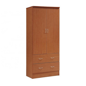 Factory Manufacture Wardrobe Simple Luxury Modern Two Door Wardrobe with Two DrawersBedroom Hanging Clothes Wardrobe