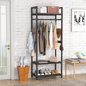 Modern Wooden Coat Rack Stand with Shoe Storage for Home or Hotel for Entryway Living Room Durable Steel Coat Hanger Furniture