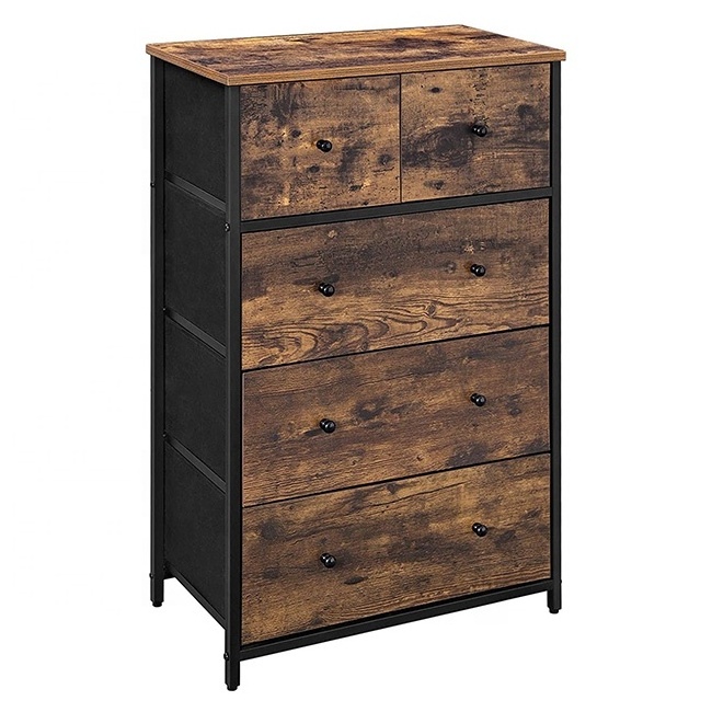 Dresser Storage with 5 Fabric Drawers living room storage chest drawers wood dresser organizer Fabric Chest Of Drawers cabinet