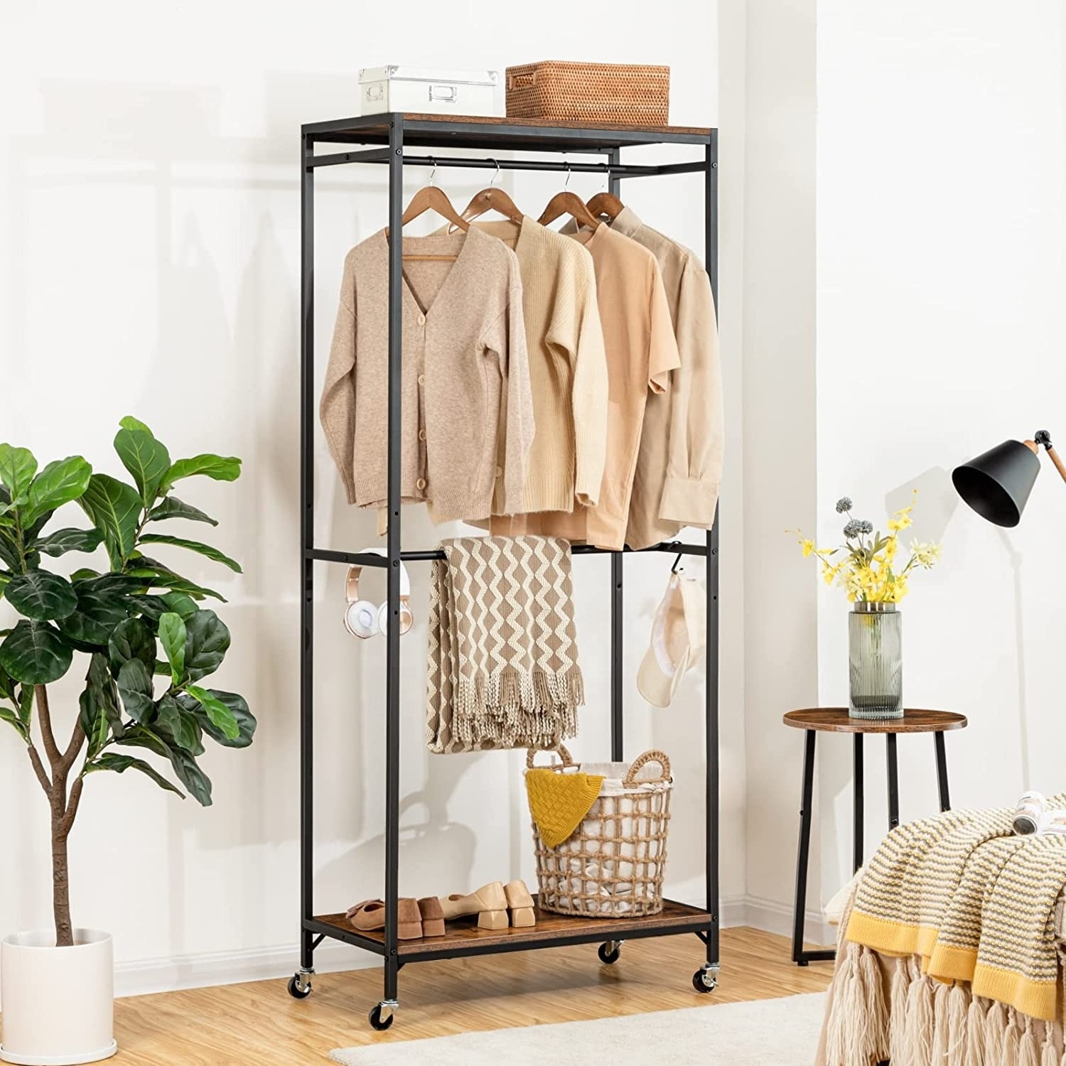 Clothes Clothing Rack with Adjustable Shelves New Design Open  hanger simple coat rack portable household coat stand with hooks