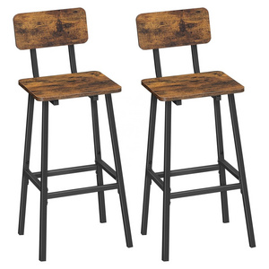 Industrial Style Bar Stools Barstool Set of 2 Bar Chair with Backrest Footrests Dining Room Kitchen Dinning Table Chairs