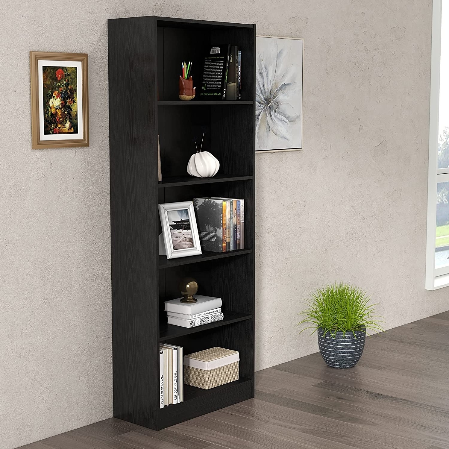 Dongcheng Modern Wooden 5-Tier Bookshelf Book Showcase Bookcase Storage Shelf Simply Home 5-Shelf Bookcase