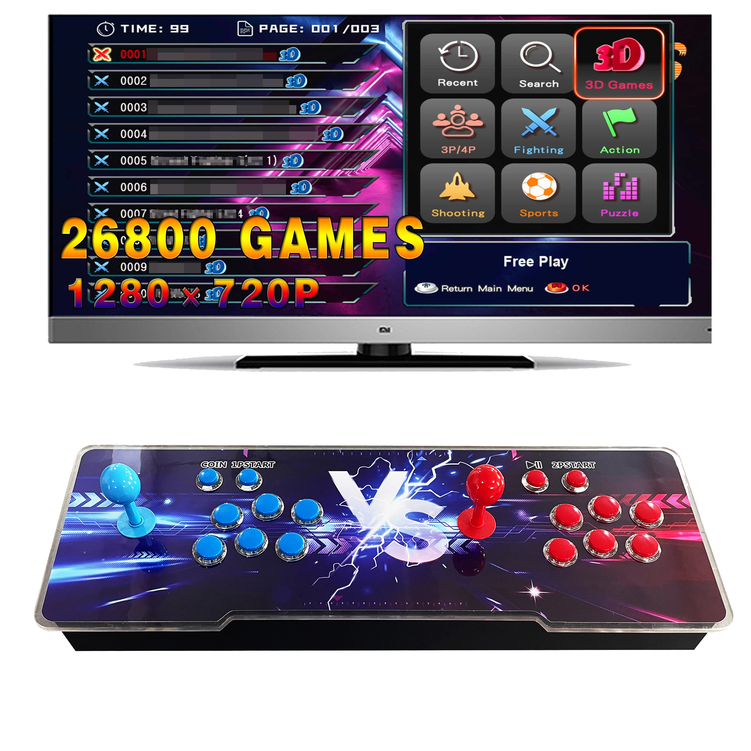 Classic 2 Players Tabletop Retro Arcade Console Video Game 3d Arcade Pandora Game Board Box Game Console