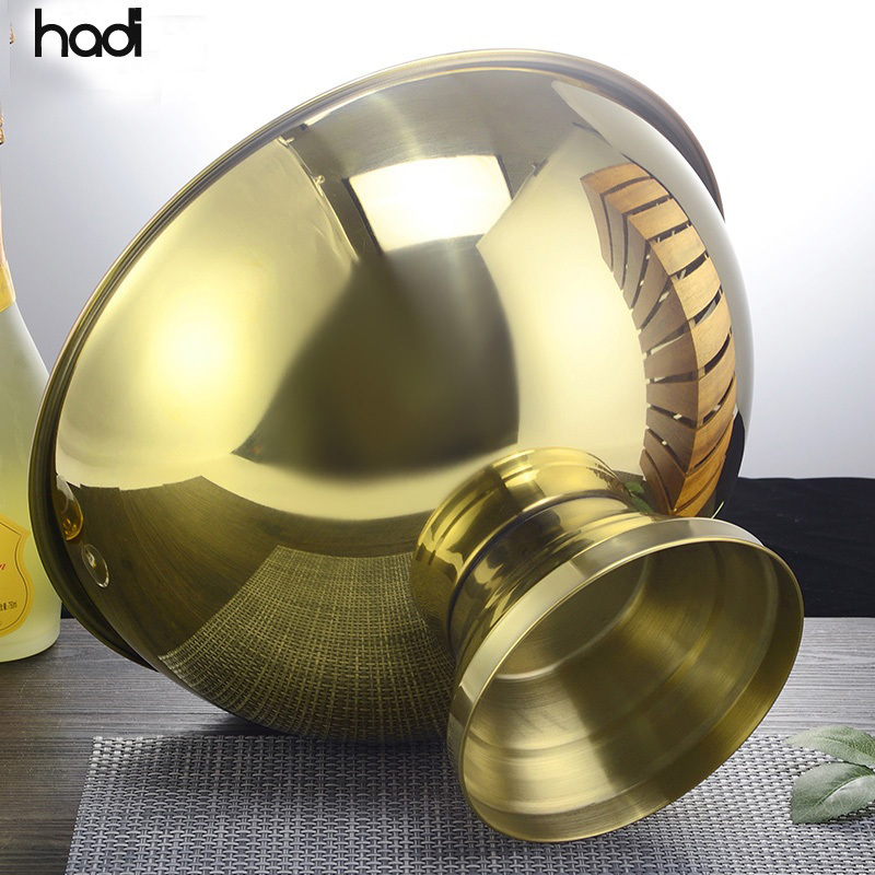 Professional German Catering Salad Bowl Unstackable Luxury round Gold Stainless Steel Hammered Ice Bowl with Disposal Feature