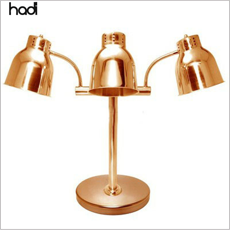 HADI Commercial Kitchen 3-Head Food Warmer Lamp Modern Heated Silver Stainless Steel Buffet Light for Hotel and Catering Use