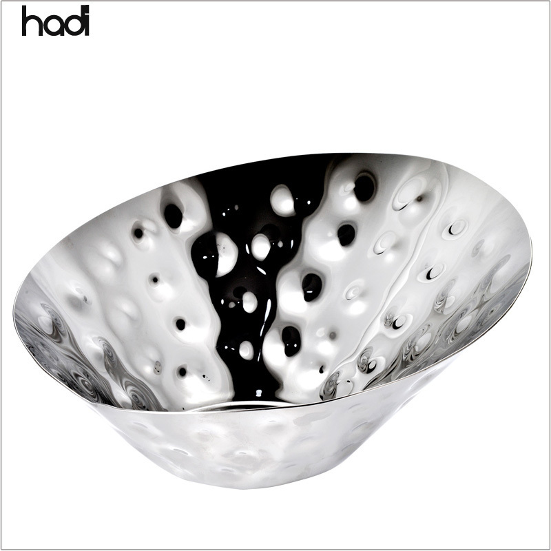 Guangzhou wholesale supplier buffet decoration bowl hammered round salad bowl set german silver fruit bowl stainless for sale