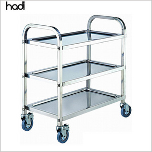 Yiwu restaurant equipment foldable stainless steel hotels catering trolleys commercial 3 tier serving trolley kitchen for sale