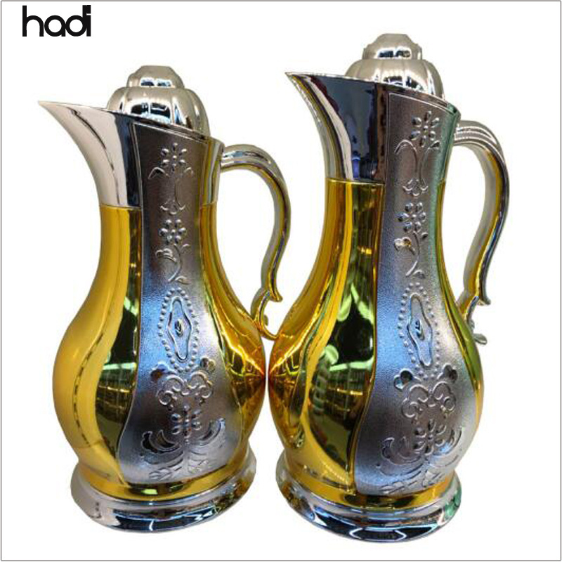 Professional newest stainless steel dallah arabic coffee pot luxury blue turkish coffee pot handle