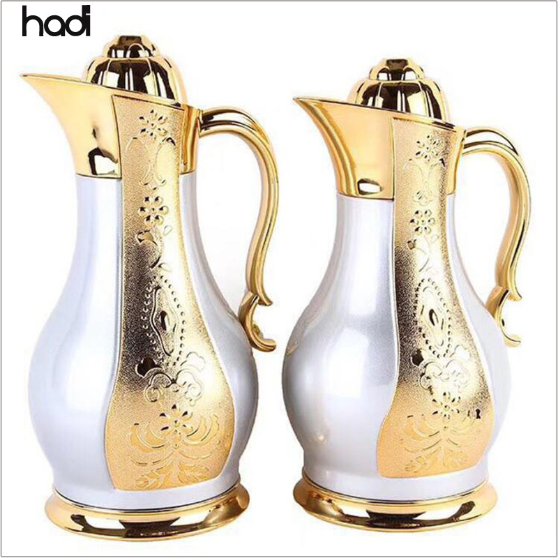 Professional newest stainless steel dallah arabic coffee pot luxury blue turkish coffee pot handle