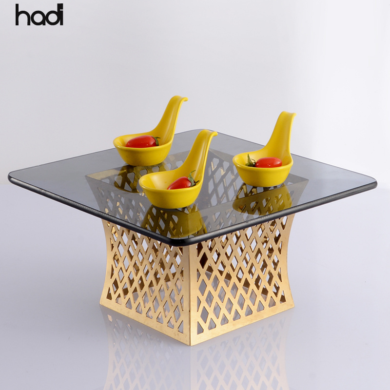 China hadi catering restaurant decorations gold food display stands risers luxury hadi buffet riser stainless