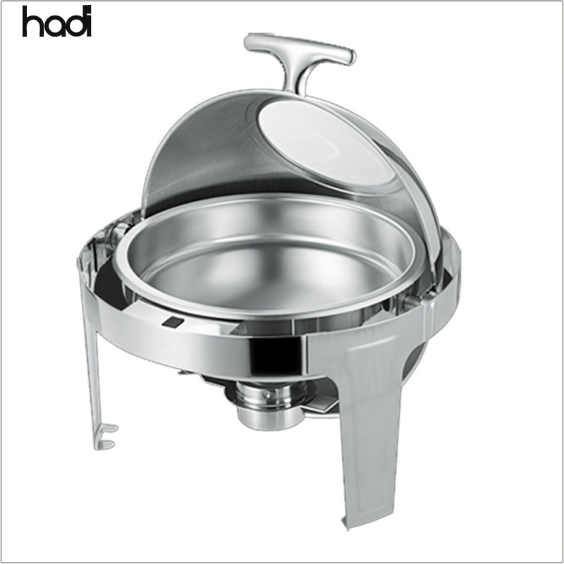 Buffet round roll top hot pot chafing dish fuel holder , luxury buffet food warmers cheap serving chafing dish price for sale