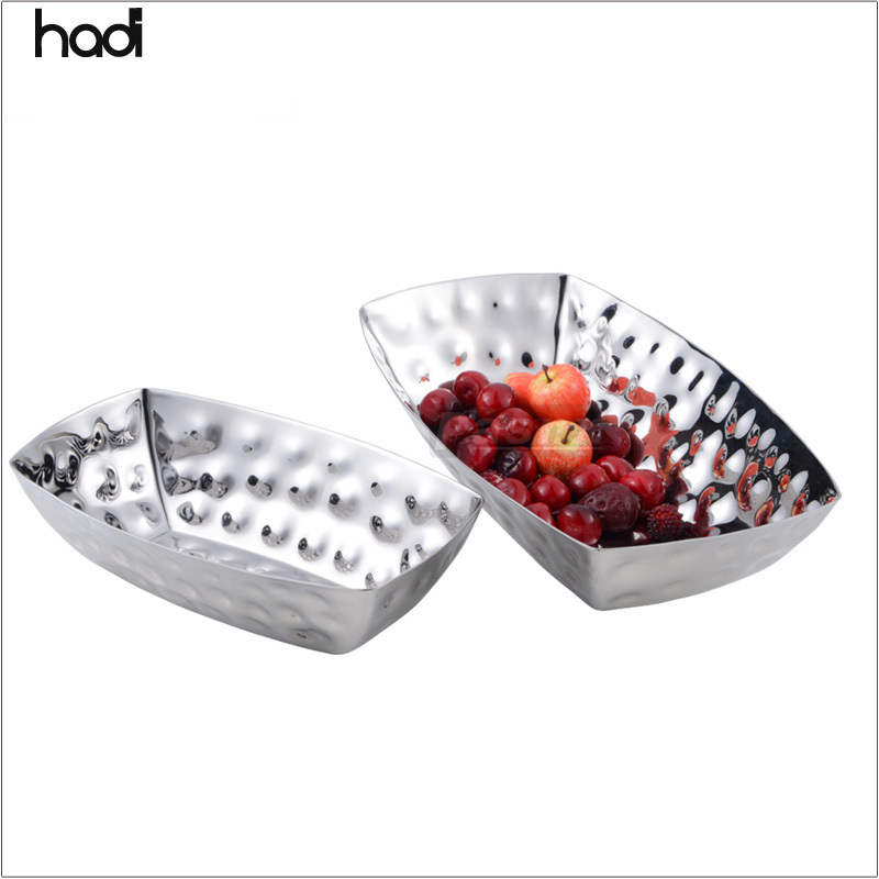 Guangzhou wholesale supplier buffet decoration bowl hammered round salad bowl set german silver fruit bowl stainless for sale