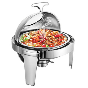 Buffet round roll top hot pot chafing dish fuel holder , luxury buffet food warmers cheap serving chafing dish price for sale