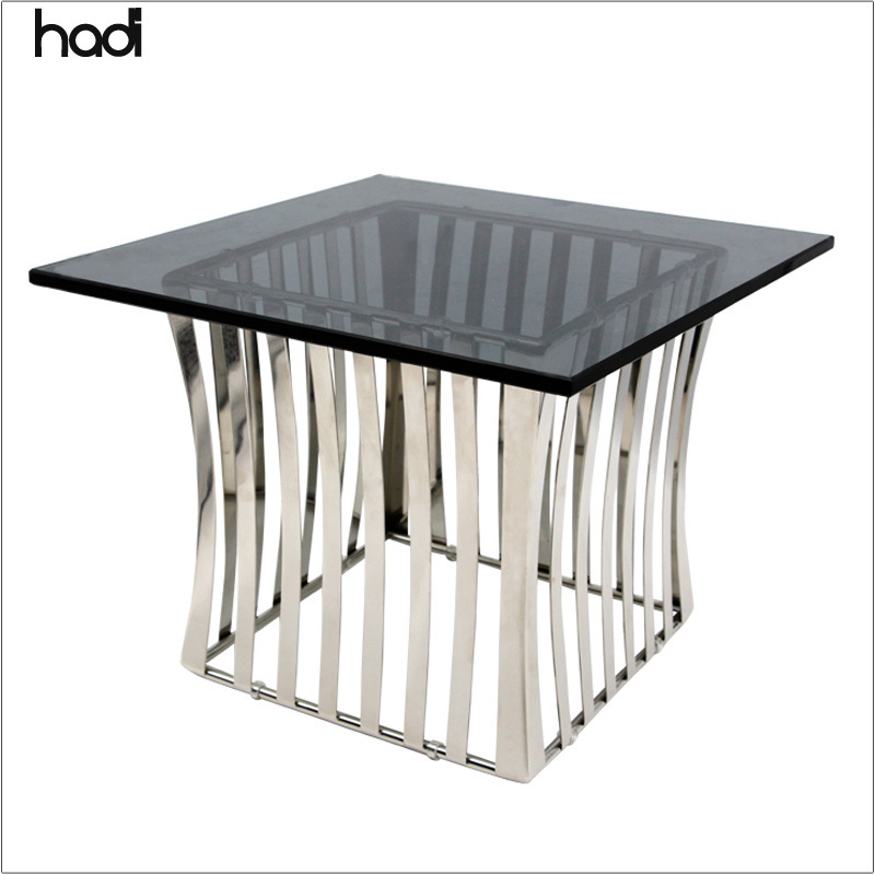 Wedding decoration materials modern stainless steel buffet elevation catering display stands with black glass platter