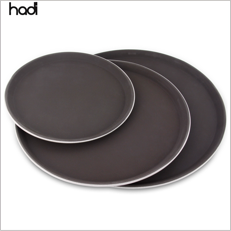 Wholesale cheap hotel and restaurant non slip serving tray fiberglass high quality food tea black anti slip serving tray taizhou