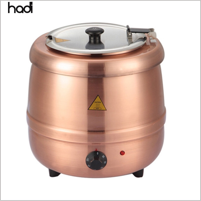 Catering equipment food warmer 10liter direct heating buffet soup pot copper brass electric soup warming pot