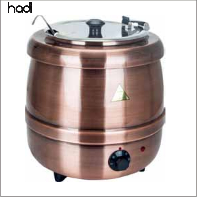 Catering equipment food warmer 10liter direct heating buffet soup pot copper brass electric soup warming pot