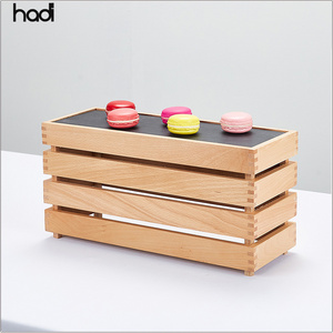 Hadi Whole Sale Rectangle Buffet Table Risers Natural Wood Floor Display Rack Catering Hotel Use Modern Decorative Food