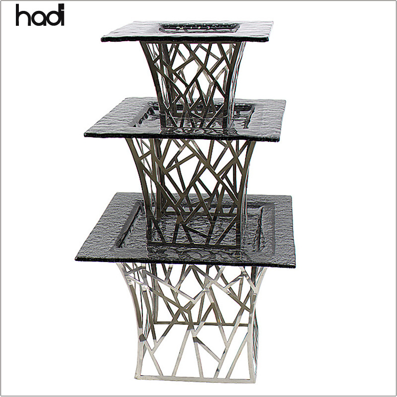 China hadi catering restaurant decorations gold food display stands risers luxury hadi buffet riser stainless