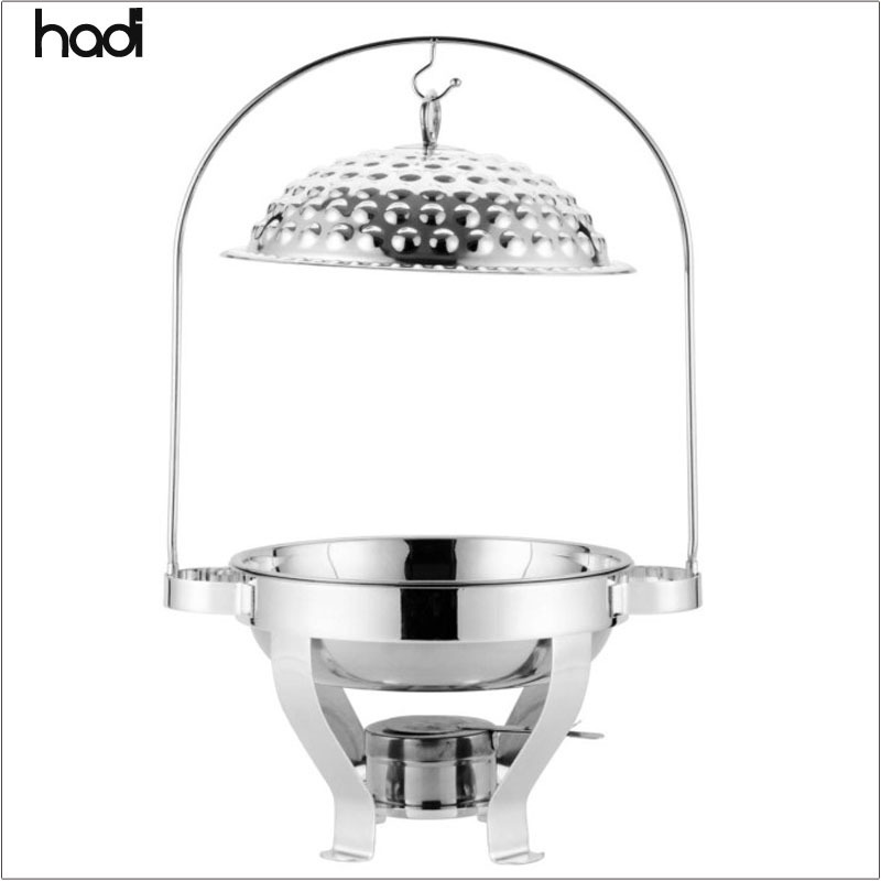 Candle buffet warmer gold chafer stainless steel dome chafing dish round buffet stainless steel food warmer with hanging